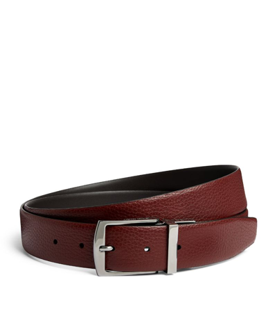Giorgio Armani Leather Reversible Belt In Multi