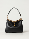 Etro 'small Vela' Black Shoulder Bag With Logo And Pegasus Charm In Black