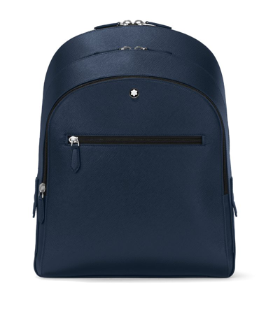 Montblanc Medium Leather Sartorial Backpack In Blue