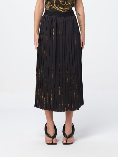 Versace Jeans Couture Watercolour Couture-print Pleated Skirt In Black