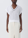Brunello Cucinelli V-neck Short Sleeved Jumper In White