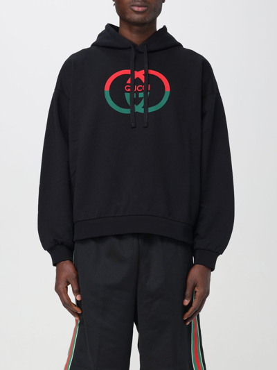 Gucci Cotton Jersey Printed Hooded Sweatshirt In Schwarz