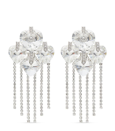 Jimmy Choo Crystal-embellished Heart Drop Earrings In Metallic