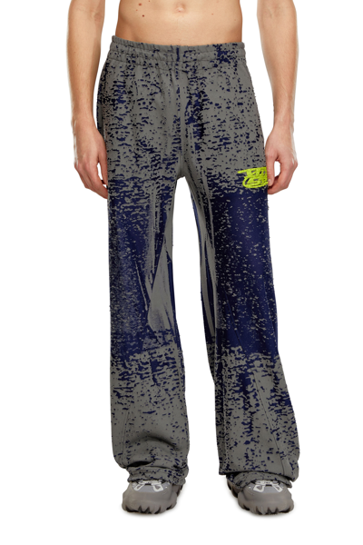 Diesel Burnout Sweatpants With Puff-print Logo In Grey