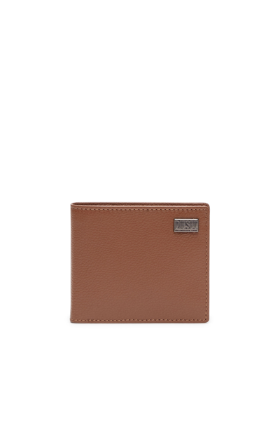Diesel Bi-fold Wallet In Grainy Leather In Brown