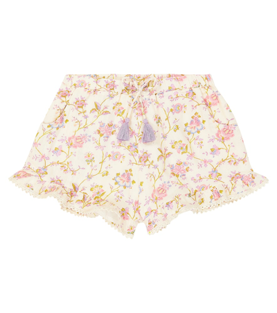 Louise Misha Kids' Vallaloid Floral Cotton Shorts In White