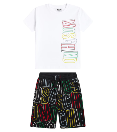 Moschino Kids' Logo Cotton-blend Jersey T-shirt And Shorts Set In Black