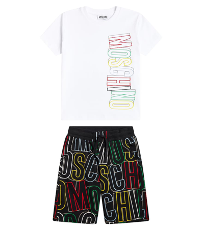 MOSCHINO LOGO COTTON-BLEND JERSEY T-SHIRT AND SHORTS SET