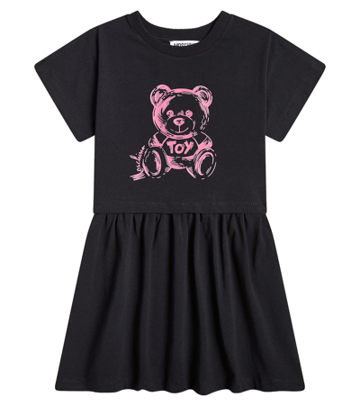 Moschino Kids' Teddy Bear Cotton-blend Jersey Dress In Black