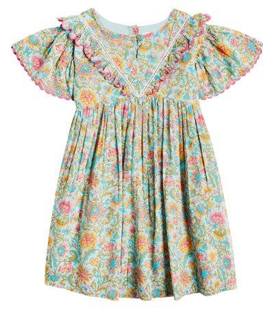 Louise Misha Kids' Siloe花卉棉质连衣裙 In Multicoloured