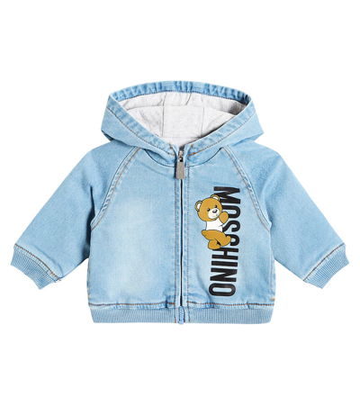 Moschino Baby Teddy Bear Denim Jacket In Blue