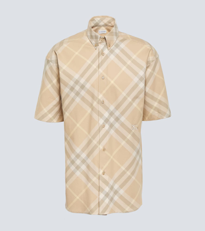 Burberry Check Cotton Shirt In Neutrals