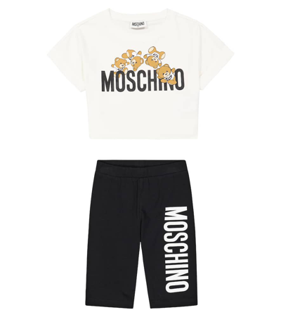 Moschino Kids' Cotton-blend T-shirt And Shorts Set In Multicoloured