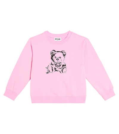 Moschino Kids' Teddy Bear Cotton-blend Jersey Sweatshirt In Pink