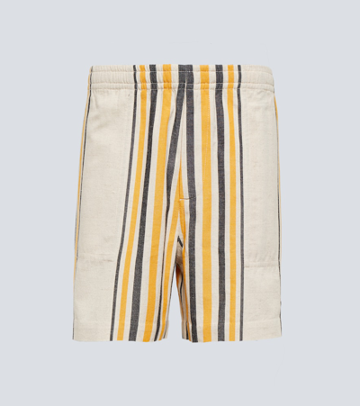 Bode Namesake Striped Cotton Shorts In Ecru Multi