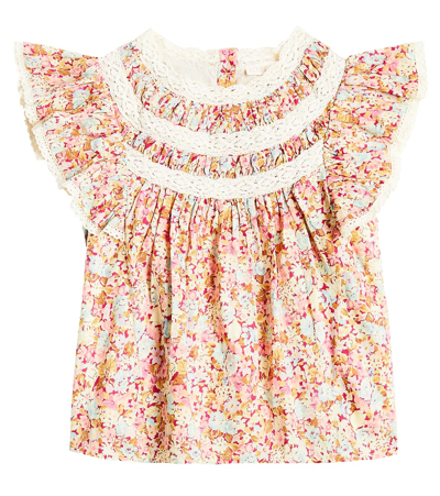 Louise Misha Kids' Jannila Floral Lace-trimmed Shirt In Multicoloured