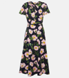 OSCAR DE LA RENTA FLORAL COTTON POPLIN MIDI DRESS