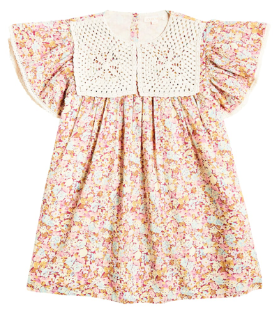 Louise Misha Kids' Warisa Crochet-trimmed Floral Cotton Dress In Multicoloured