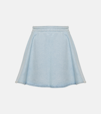 Nina Ricci Logo-print Cotton Denim Skirt In Baby Blue