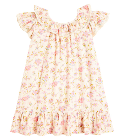 Louise Misha Kids' Natiya荷叶边花卉棉质连衣裙 In Multicoloured