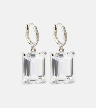 Ileana Makri 18kt White Gold Earrings With Diamonds And Topaz In Silver