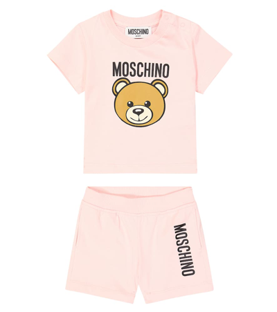 Moschino Baby Cotton T-shirt And Shorts Set In Pink