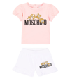 MOSCHINO BABY COTTON-BLEND T-SHIRT AND SHORTS SET