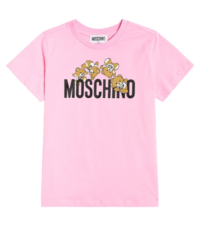 Moschino Kids' Printed Cotton Jersey T-shirt In Pink