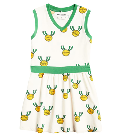 Mini Rodini Kids' Medals Cotton-blend Jersey Dress In White