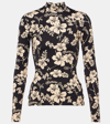 Marine Serre Bodycon High Neck Top With Elegant Floral Pattern In Black