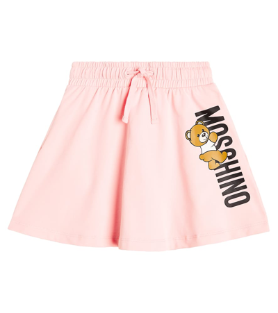 Moschino Kids' Logo棉质混纺半身裙 In Pink