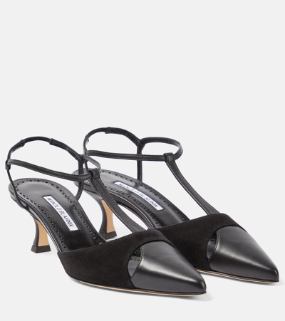 Manolo Blahnik Gala 50 Embellished Leather Sandals In Black