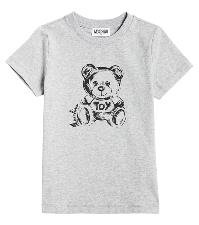 Moschino Kids' Teddy Bear Cotton-blend Jersey T-shirt In Grey