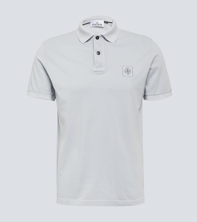 Stone Island Compass-appliqué Cotton Polo Shirt In Grey