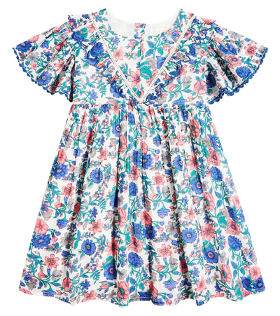 Louise Misha Kids' Siloe Floral Cotton Dress In Blue