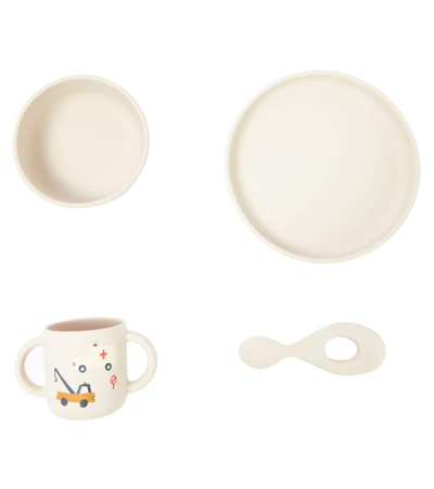 Liewood Kids' Baby Vivi Printed Silicone Tableware Set In Grey