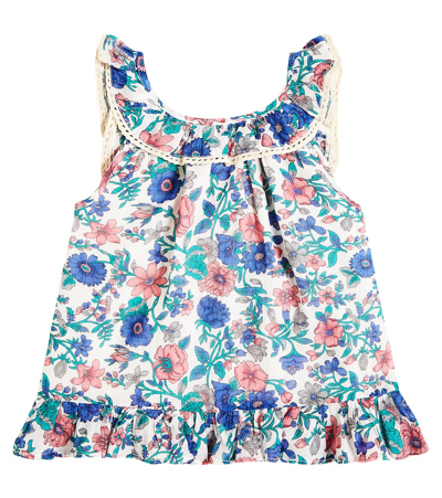 Louise Misha Kids' Zelie Ruffled Floral Cotton Dress In White