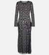 Marine Serre Midikleid Moonogram Aus Mesh In Black