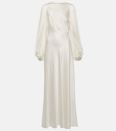 Roksanda Bridal Kami Caped Silk Satin Gown In Ivory