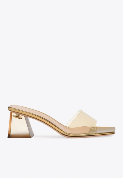 Gianvito Rossi Transparent Block-heel Mule Sandals In Gold