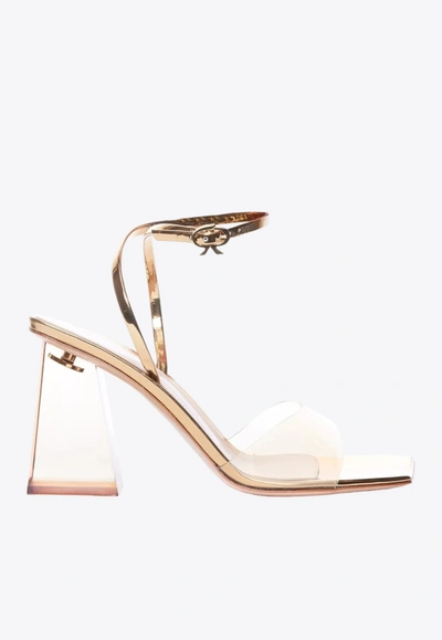 Gianvito Rossi 85mm Cosmic Plexi Sandals In Gold