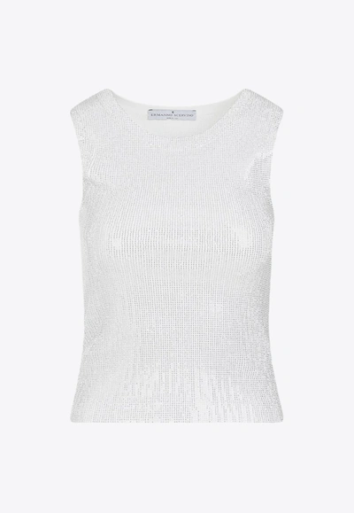 Ermanno Scervino Crystal Embellished Sleeveless Top In Metallic