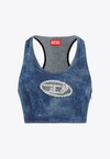 Diesel Denim Crop Top With Jewel Buckle In Blue