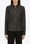 Ferragamo Dark Denim Single Breasted Jacket In Multicolor