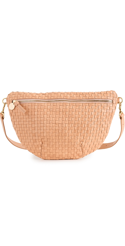 Clare V Grande Fanny Bag Bisque Woven Checker