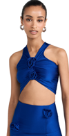 Coperni Flower Jersey Top In Blue