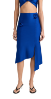 Coperni Flower-embellished Asymmetric Cady Skirt In Blue