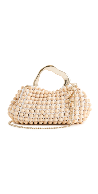 Aje Valerie Beaded Frame Clutch White/natural In Neutral