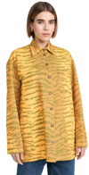 VICTORIA BECKHAM WRAP FRONT OVERSIZED SHIRT TIGER ALLOVER - YELLOW/MAPLE