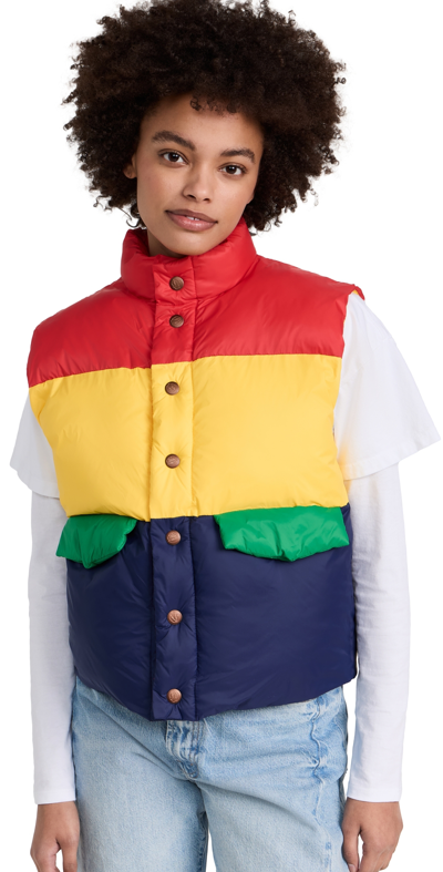 Mother The Pillow Talk Colorblock Puffer Vest In Building Blocks